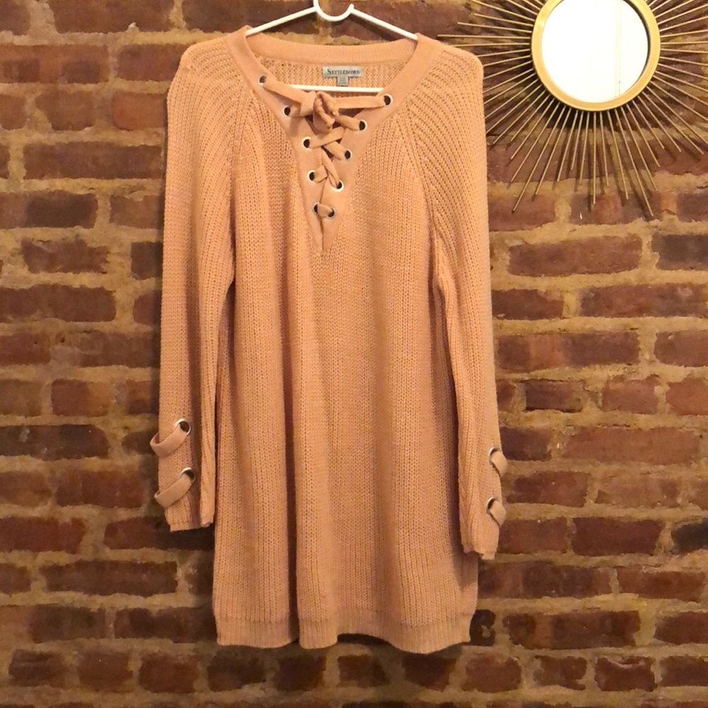 Oversized tie up sweater